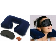 Подушка дорожная надувная, беруши, очки для сна 3в1